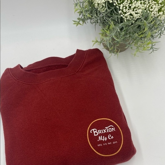 Brixton Wheeler maroon fleece sweatshirt Brixton logo front and back Sz Lg - Picture 1 of 12